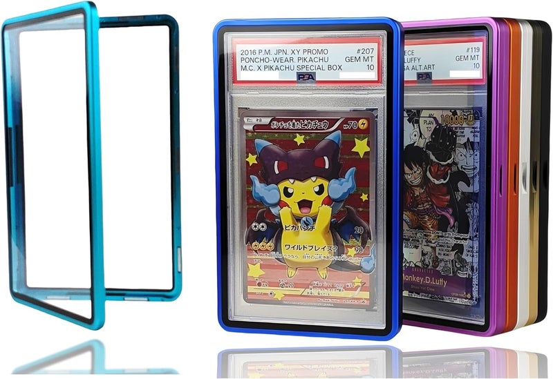 RedCap Magnetic Aluminum Graded PSA Slab Guard UV Resistant Glass 35PT Premium Protector Display Case For Standard PSA CGC Graded Sport Trading Cards - Ocean Blue - Image 1